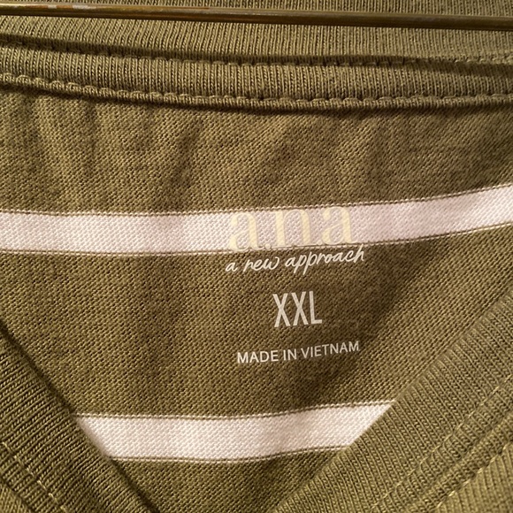 Olive Green/White Striped T-Shirt Dress - Picture 3 of 4